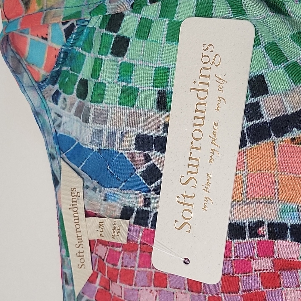 New Soft Surroundings multicolor Marvelous Mosaic topper/cover up women's PL/XL - Picture 7 of 12